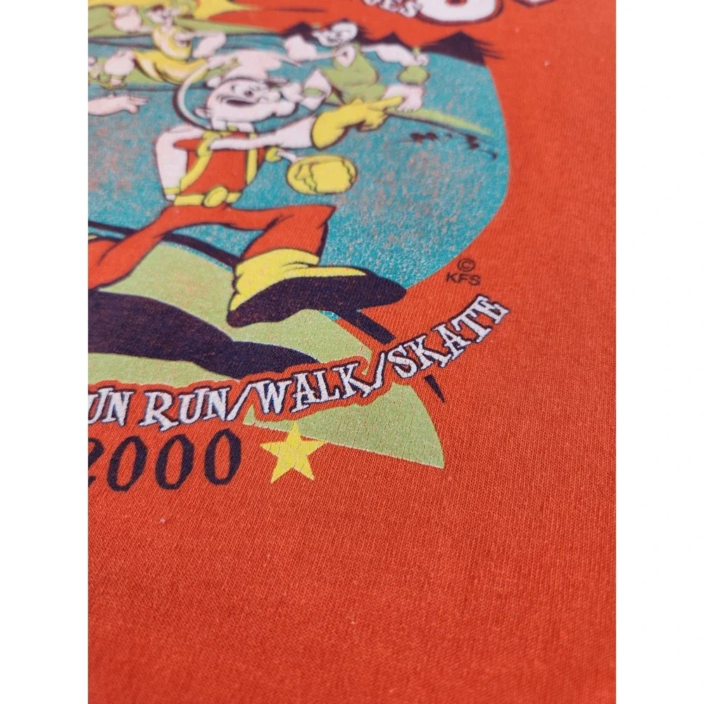 Vintage Popeye‎ T-Shirt Fun Run Running Through The Ages Cartoon TV Show LARGE